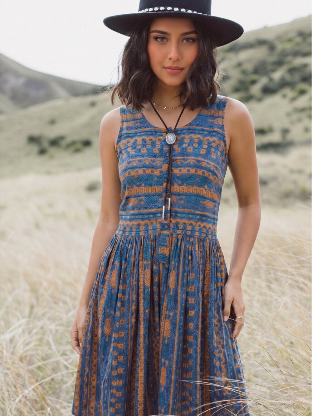 Vintage Mexican Batik Sundress | Handpainted Boho Artisan Piece